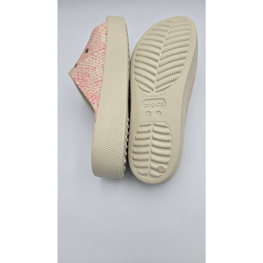 Crocs Women's Classic Platform Slide Sandal, Pink/Bone Size 7 - Picture 10 of 10